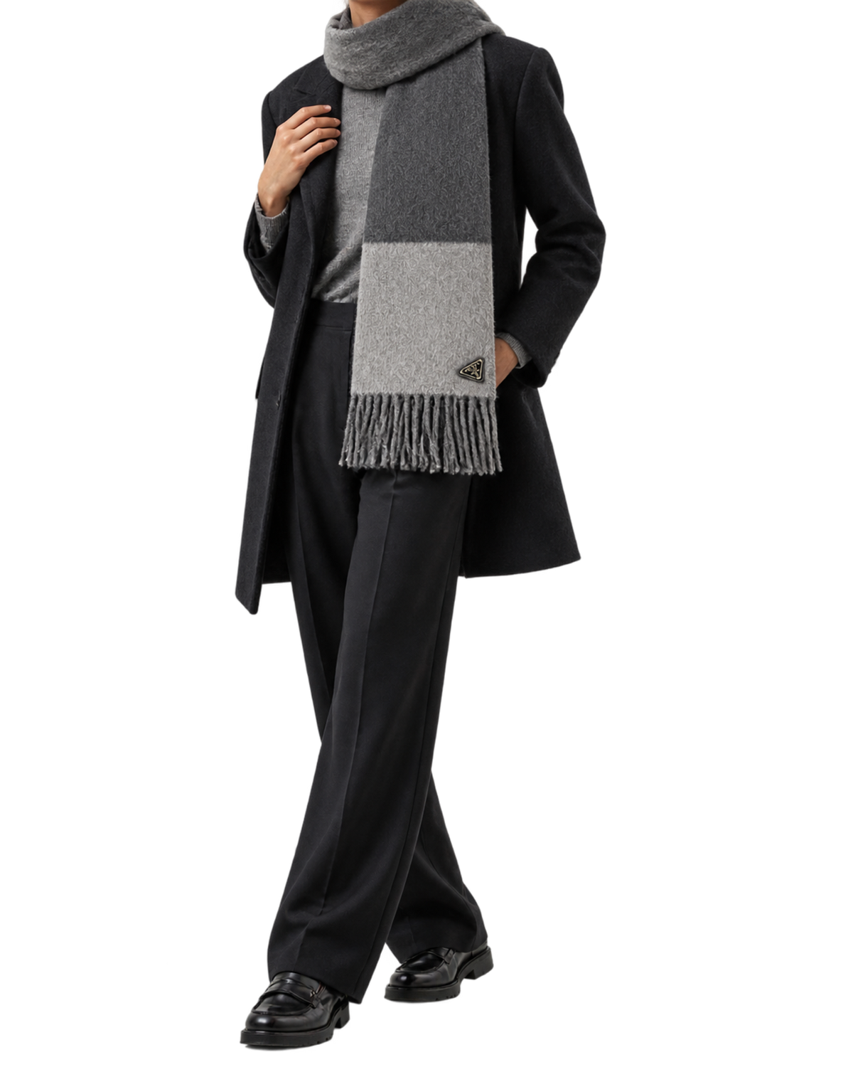 Prada logo-patch scarf
