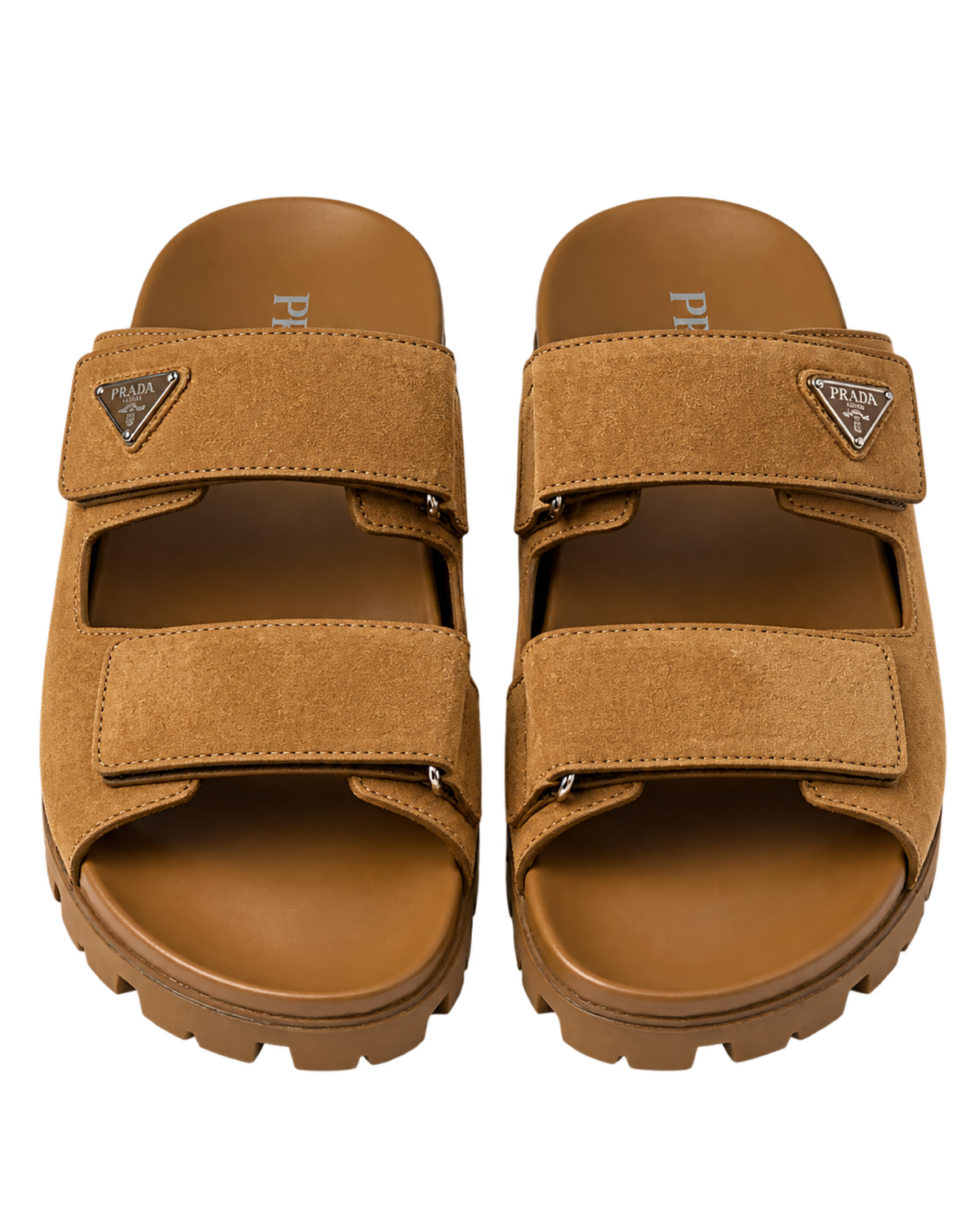 Prada Men's Brown Suede Band Sandals