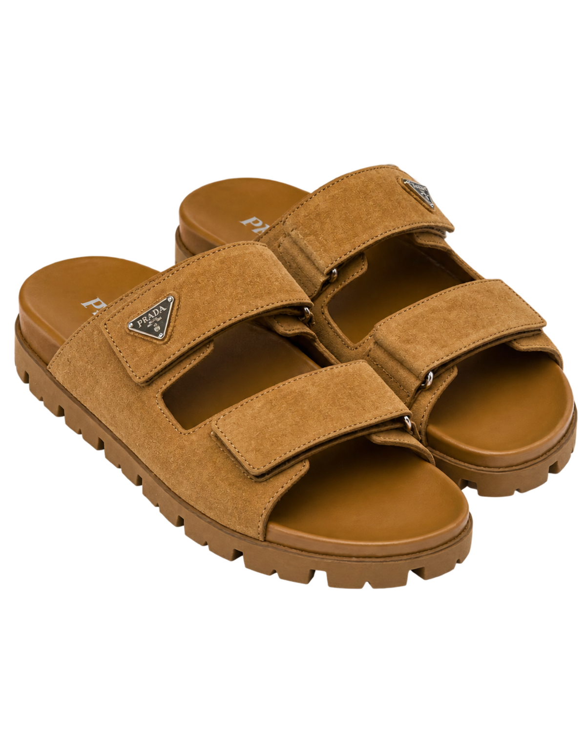 Prada Men's Brown Suede Band Sandals