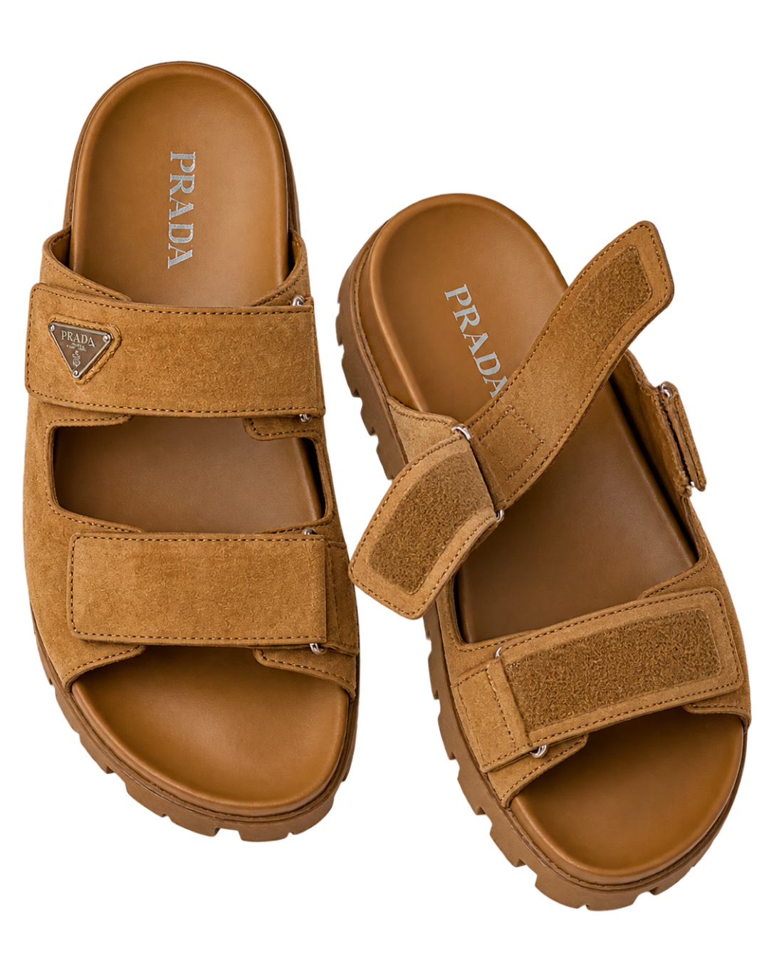 Prada Men's Brown Suede Band Sandals