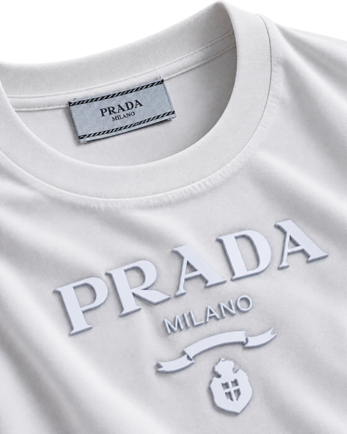 Prada Raised Logo Round Neck T-shirt