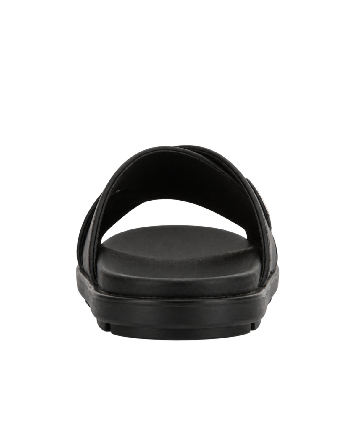Prada triangle logo slip-on sandals - black