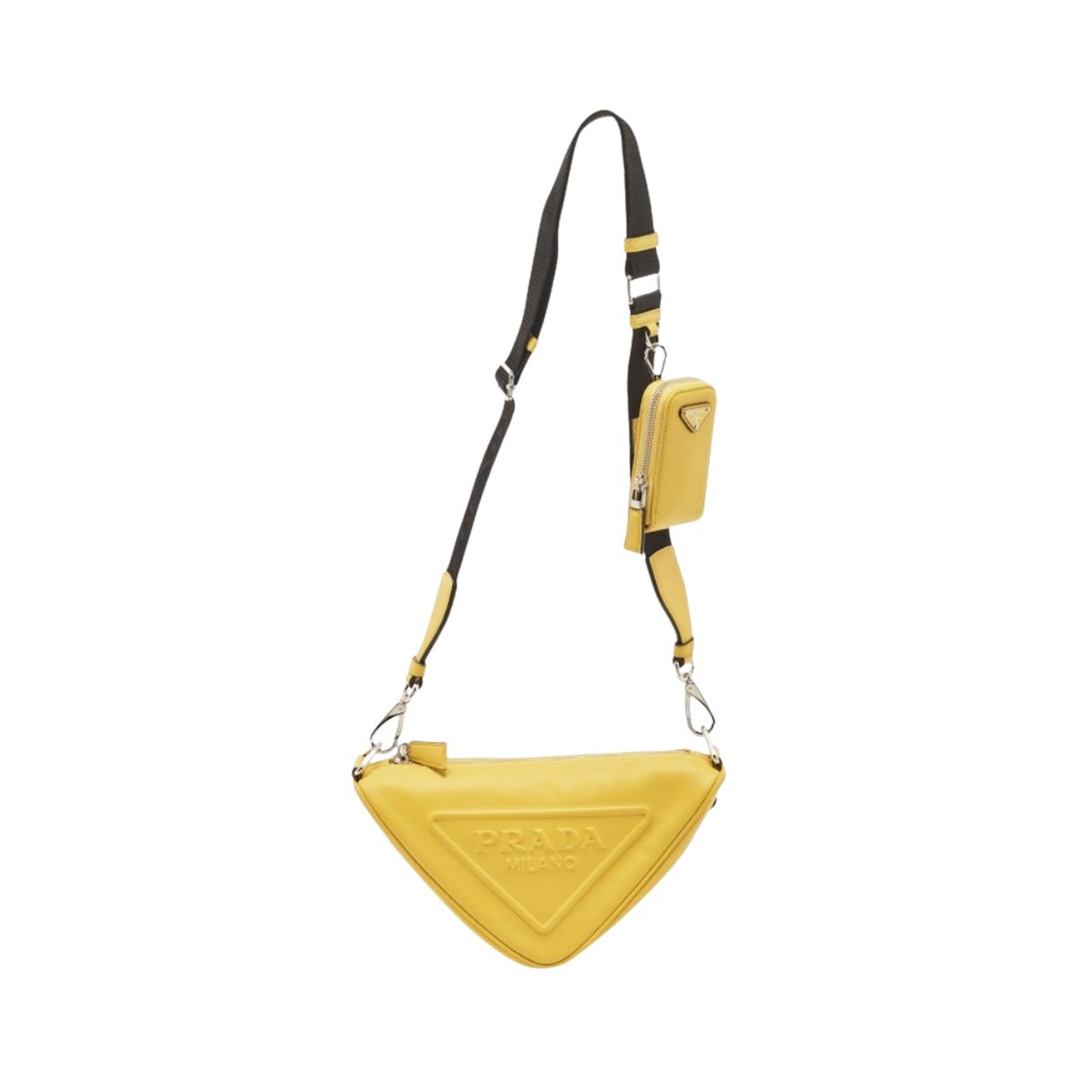 Prada Yellow/Black Leather Triangle Shoulder Bag