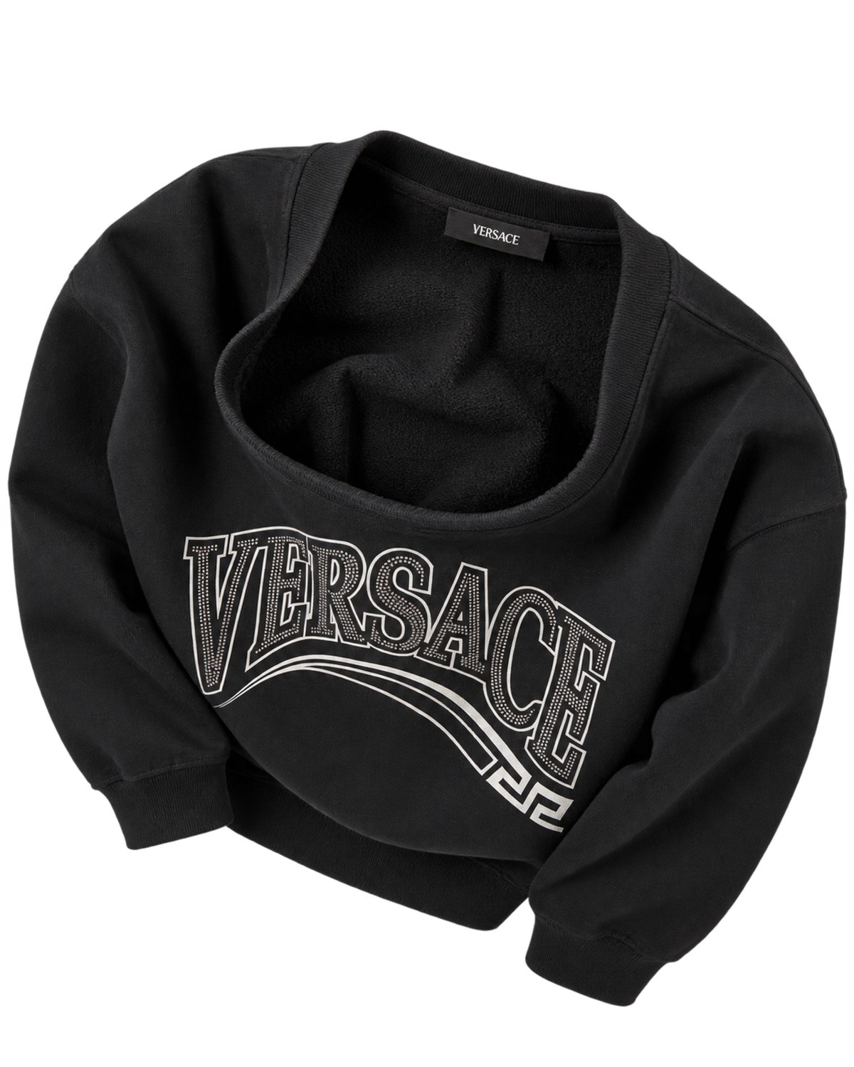 Print And Studs Greca Varsity Logo Sweatshirt In Jersey Fabric