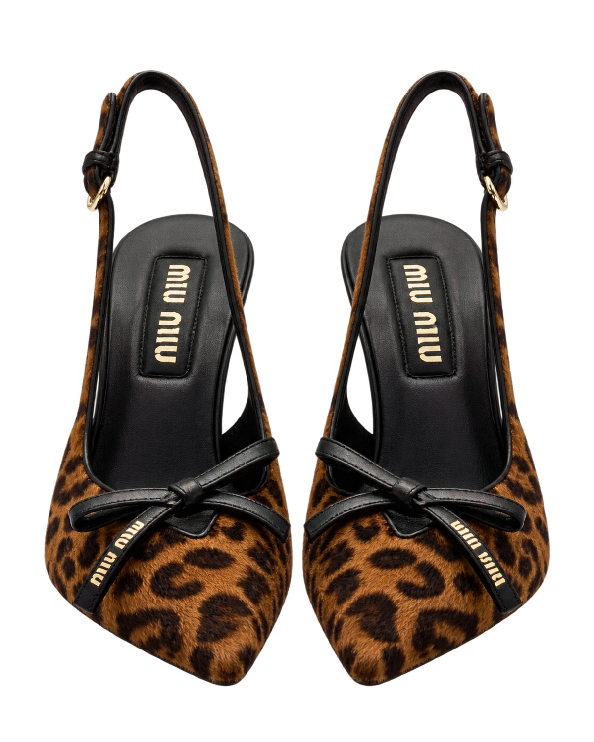Printed leather slingback pumps