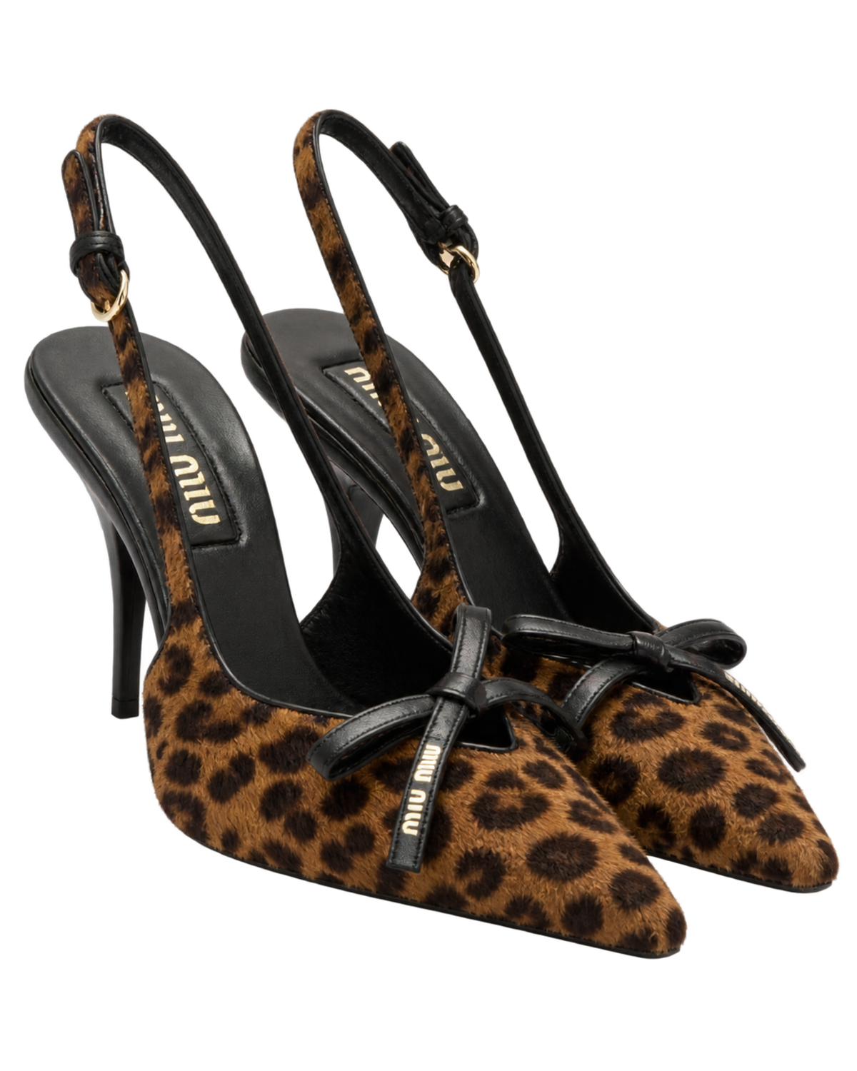 Printed leather slingback pumps
