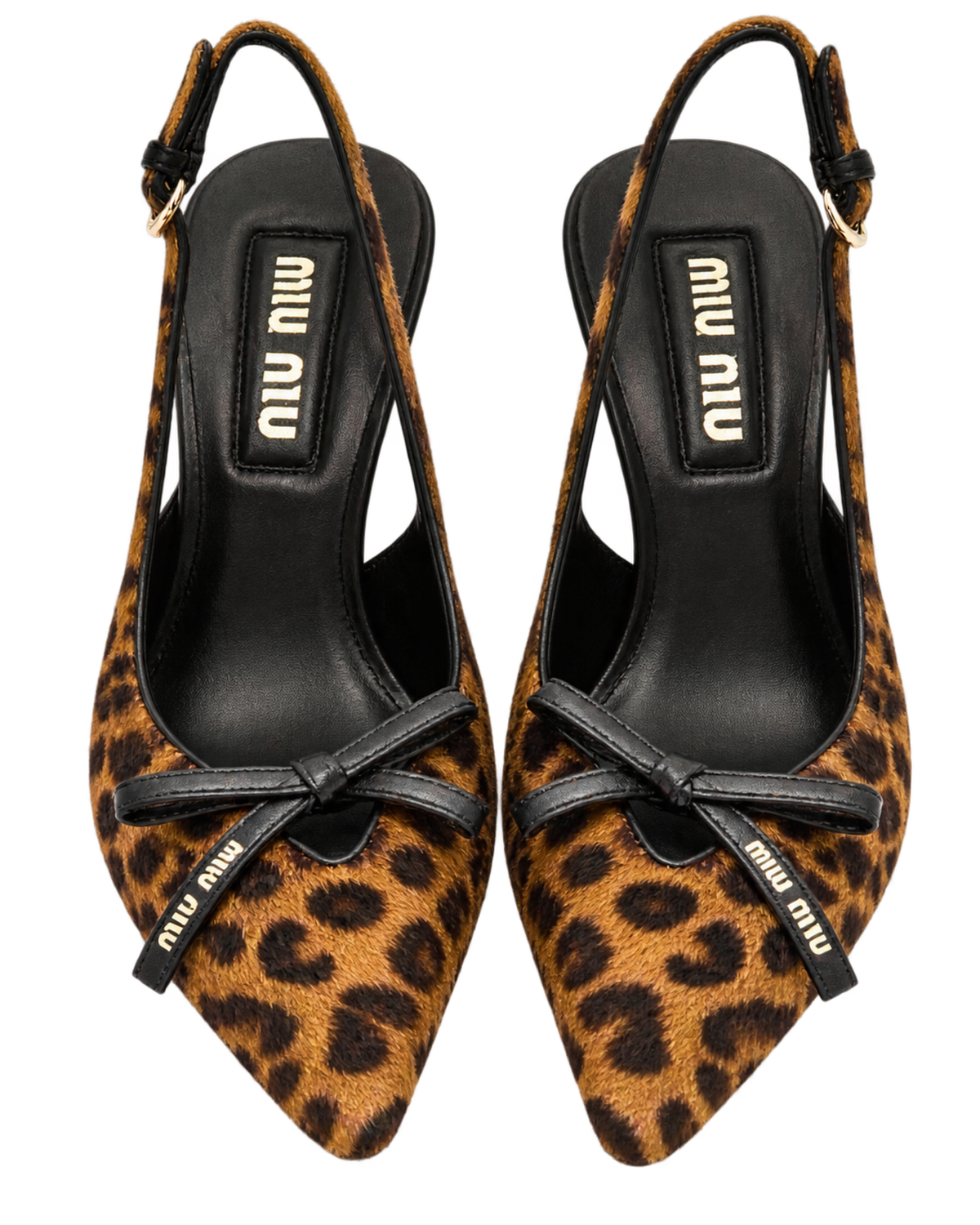 Printed leather slingback pumps