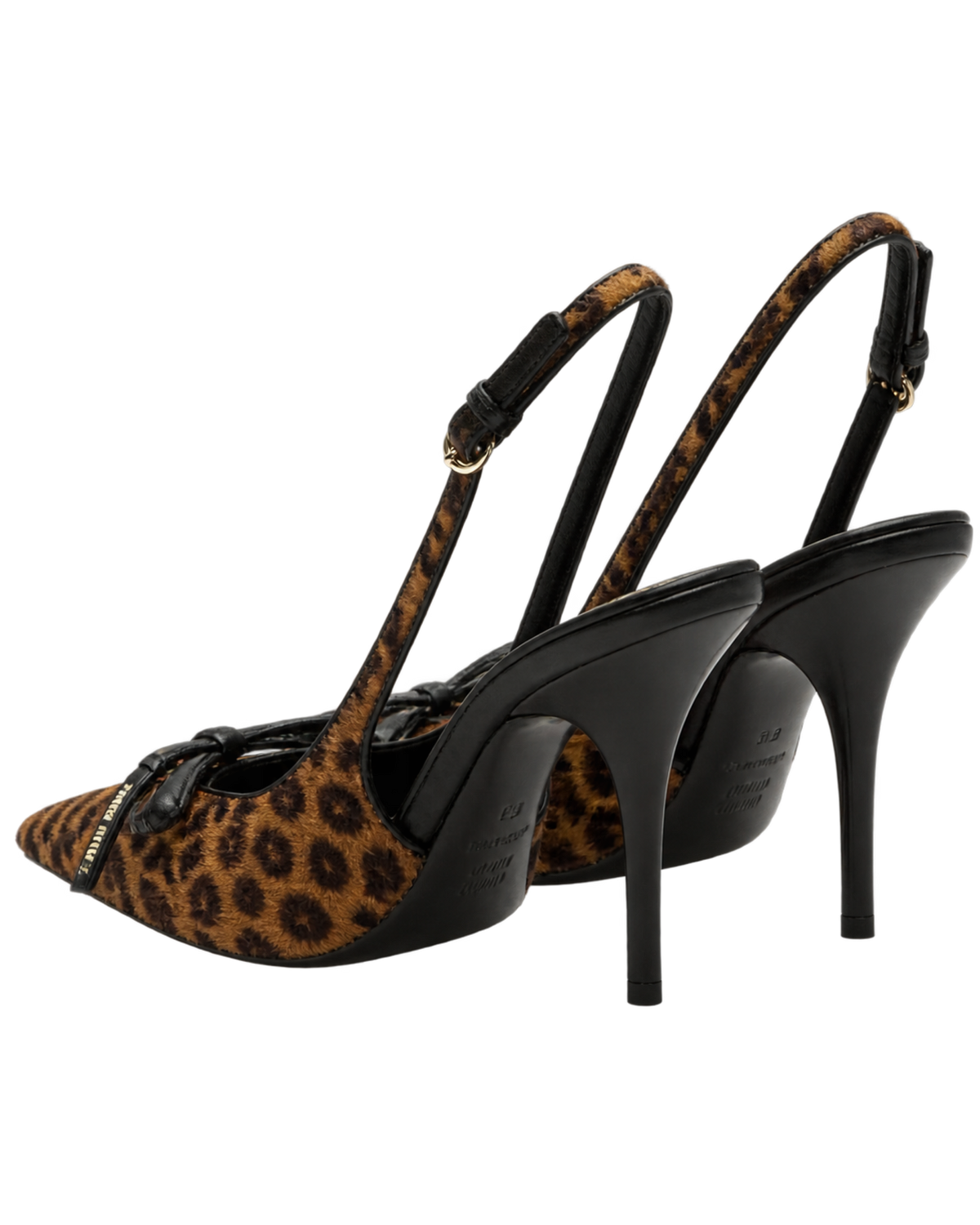 Printed leather slingback pumps