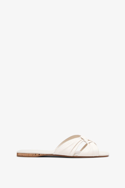Soft Knot Leather Flats – White