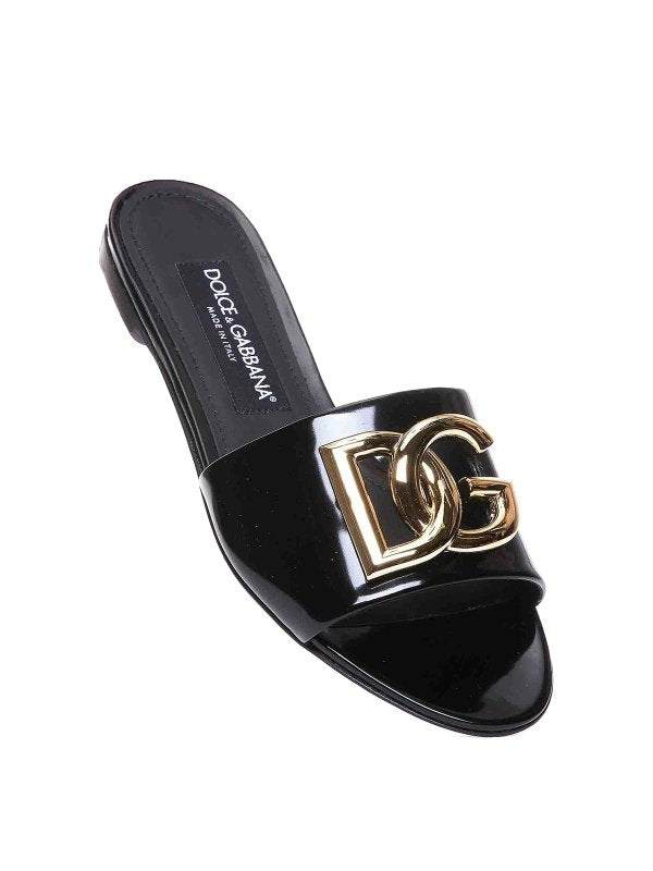 Dolce & Gabbana DG-logo leather slides – Black