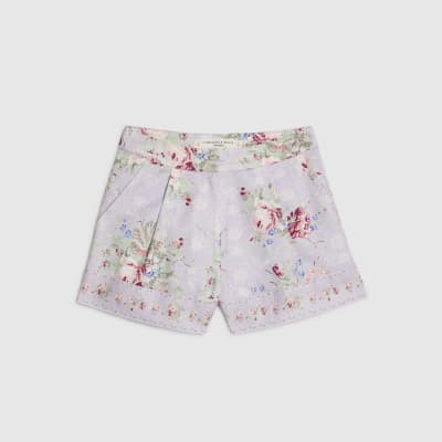 Purple Floral Printed Shorts