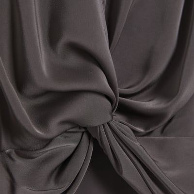 Purple Short Sleeve Wrap Front Blouse