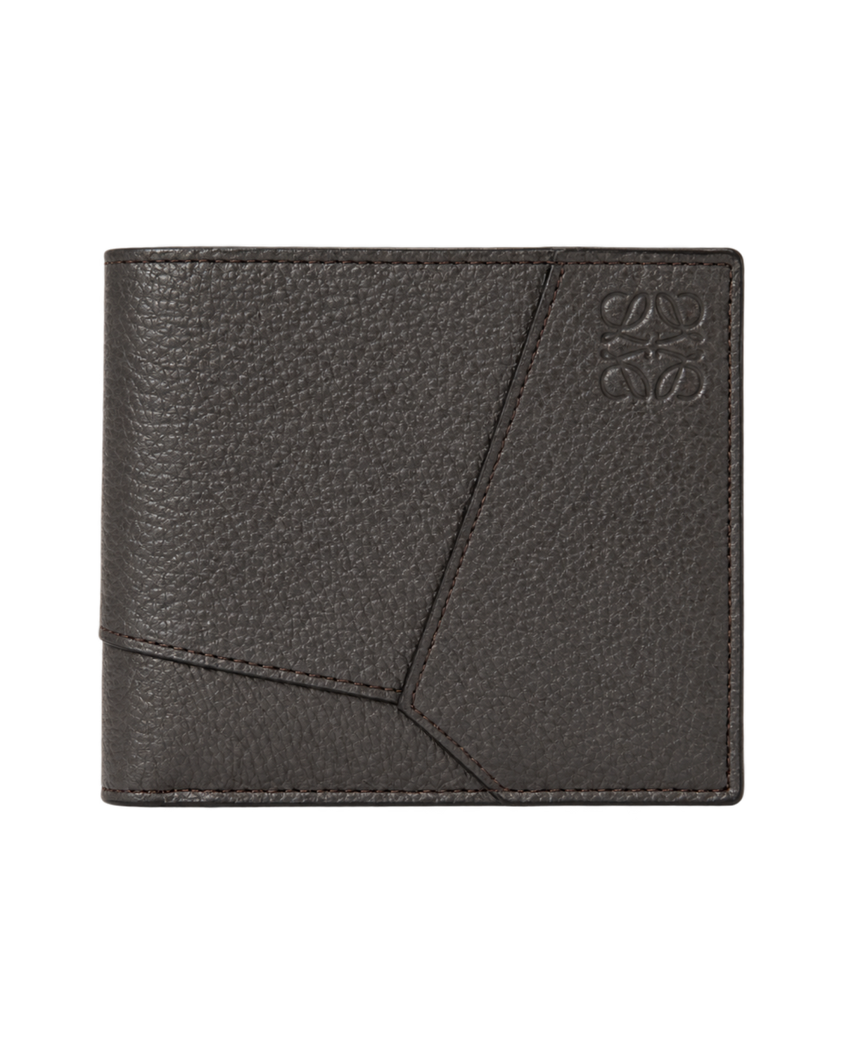 Puzzle bifold wallet in supple grained calfskin
