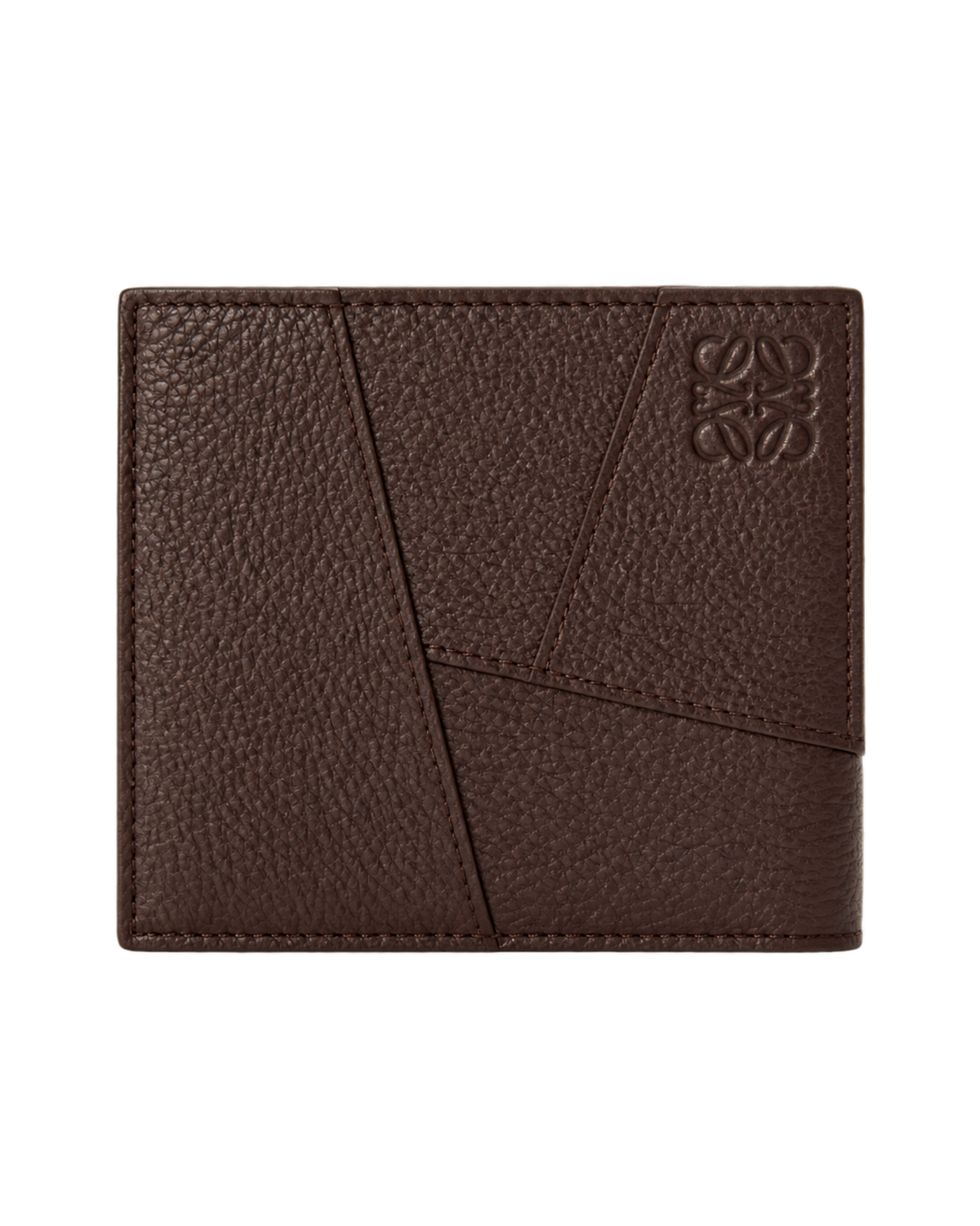 Puzzle bifold wallet in supple grained calfskin