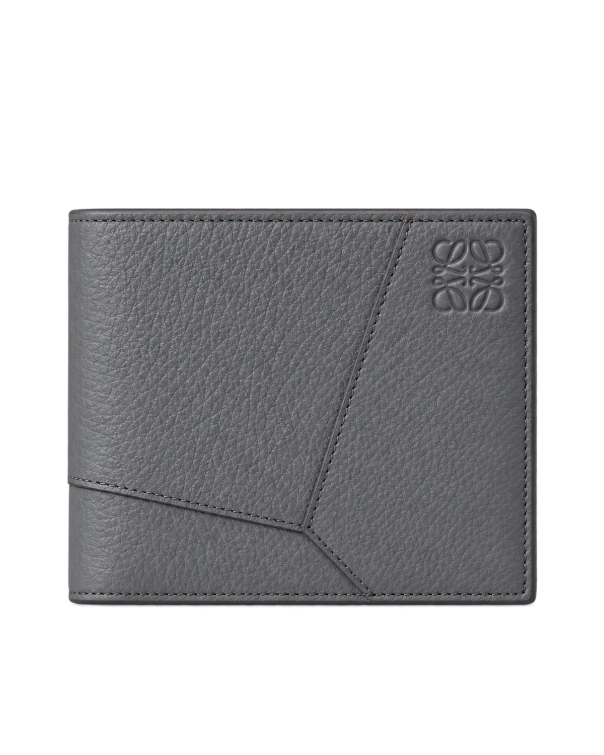 Puzzle bifold wallet in supple grained calfskin