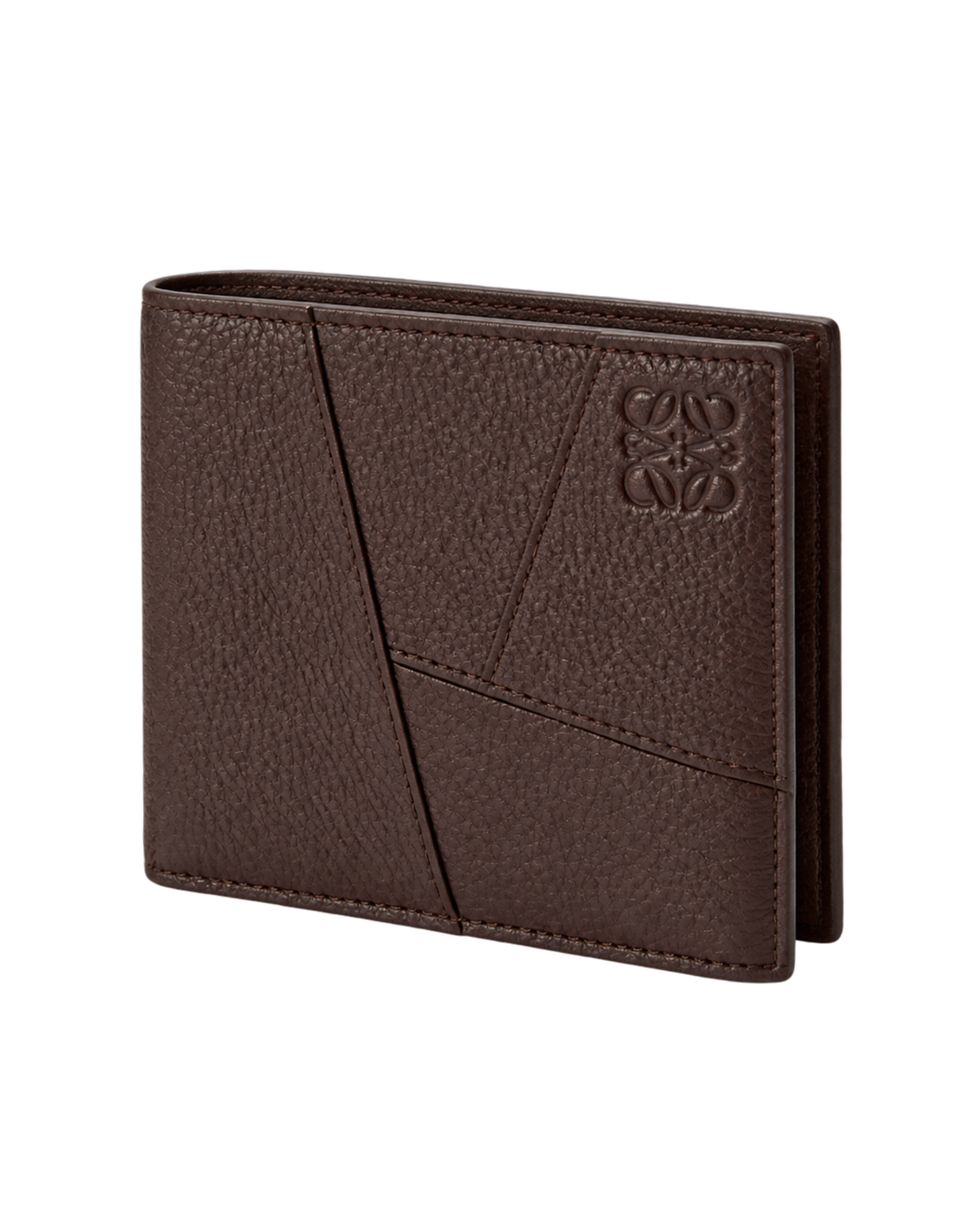 Puzzle bifold wallet in supple grained calfskin