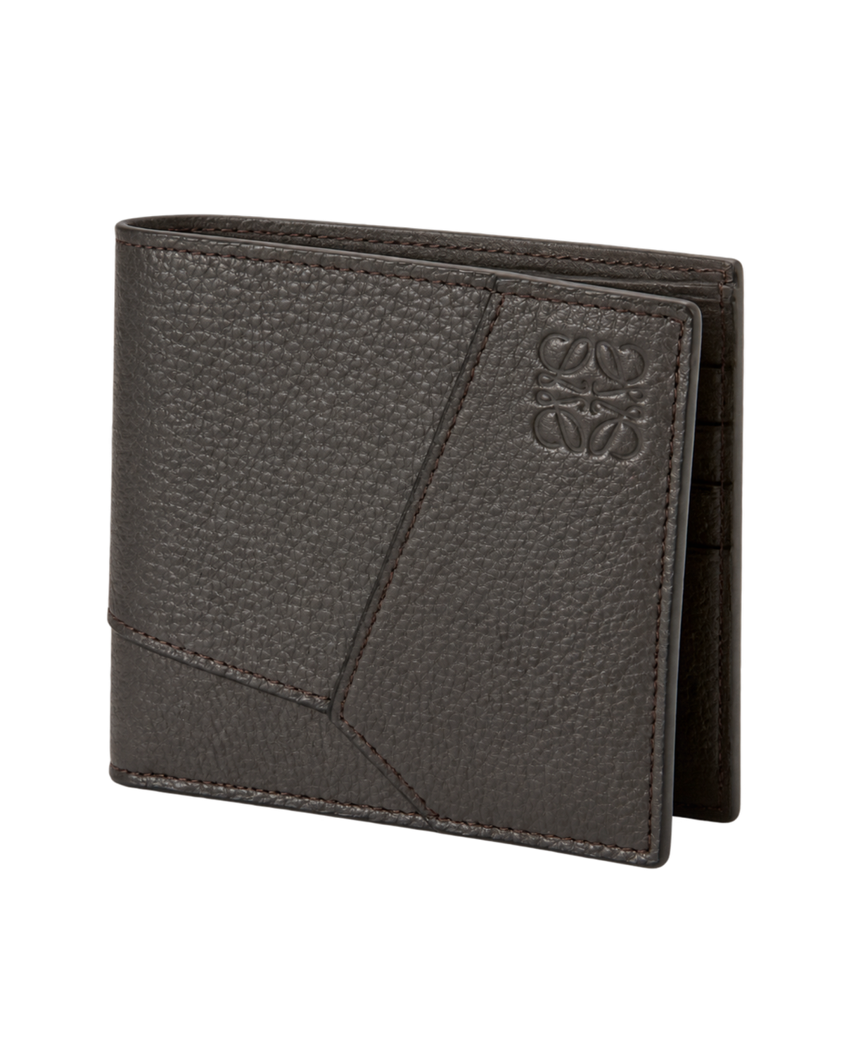 Puzzle bifold wallet in supple grained calfskin