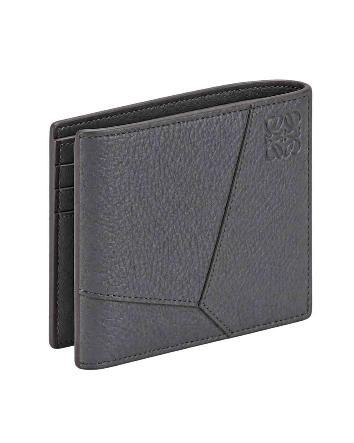 Puzzle bifold wallet in supple grained calfskin