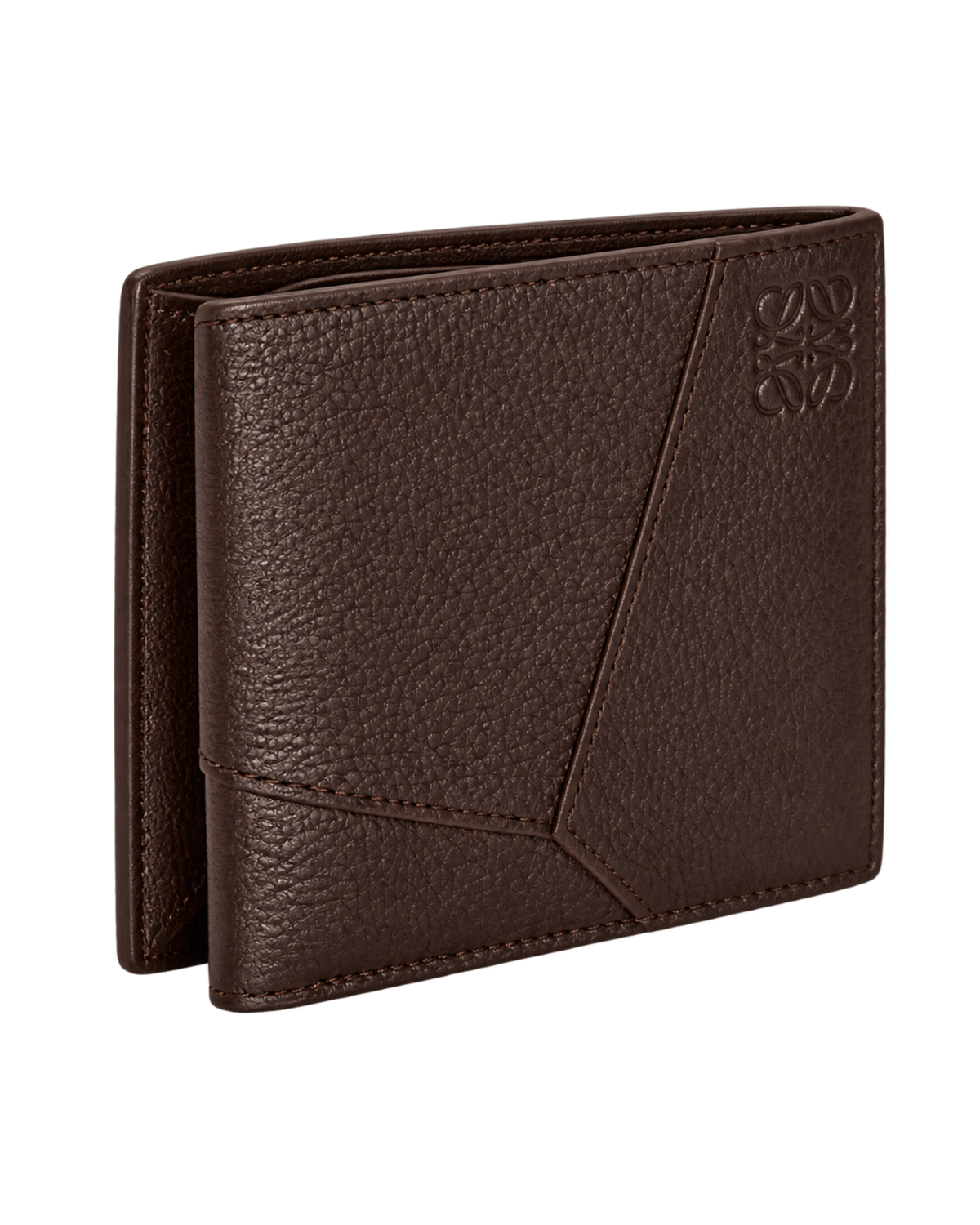 Puzzle bifold wallet in supple grained calfskin
