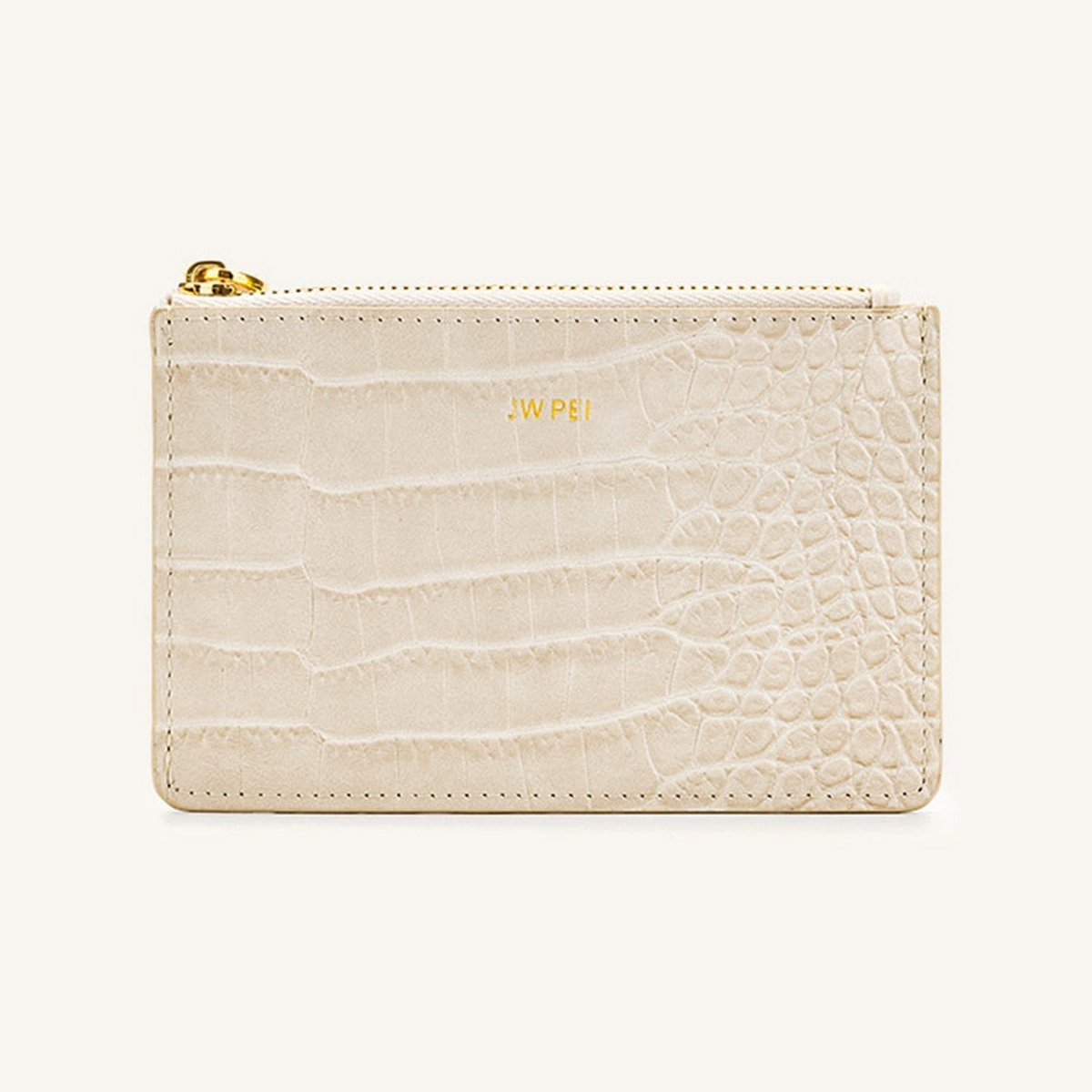Quinn Zipped Card Holder - Ivory Croc