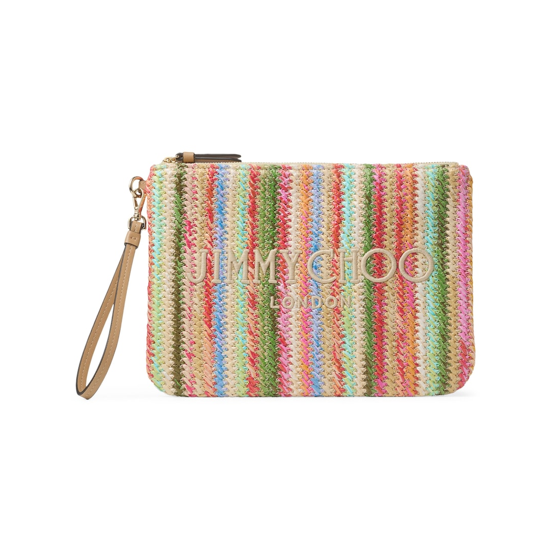 Raffia Striped Zip-Up Pouch
