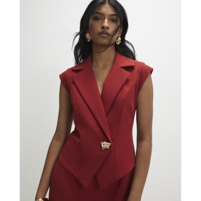 Red Cap Sleeve Wide Leg Jumpsuit