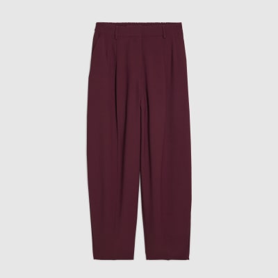 Red Drapey Barrel Leg Trousers