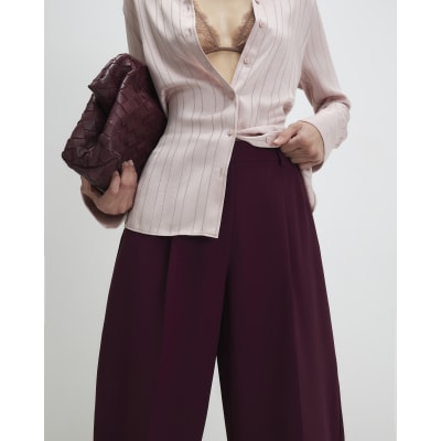 Red Drapey Barrel Leg Trousers