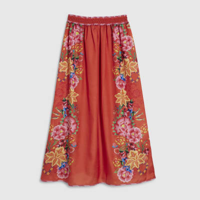 Red Floral Maxi Skirt