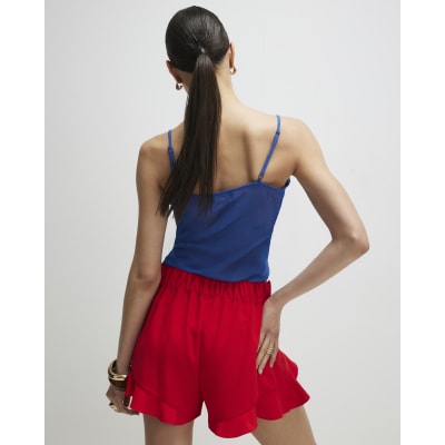 Red Layered Frill Shorts