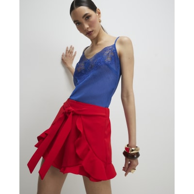 Red Layered Frill Shorts