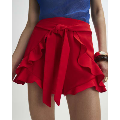 Red Layered Frill Shorts