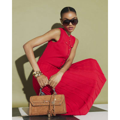 Red Pointelle Maxi Dress