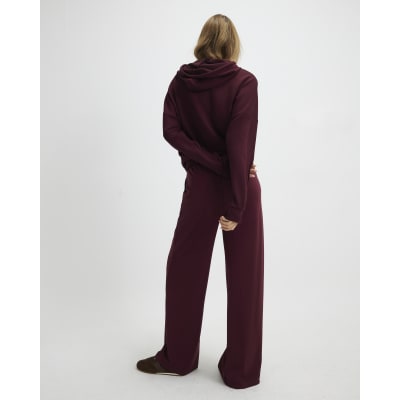 Red Premium High Waisted Wide Leg Joggers