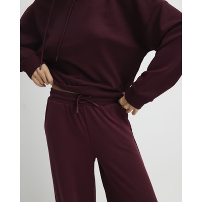 Red Premium High Waisted Wide Leg Joggers