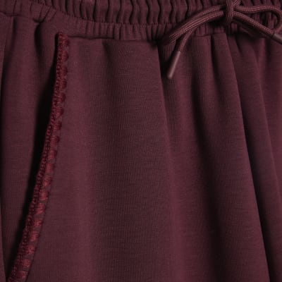 Red Premium Whipstitch Wide Leg Joggers
