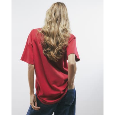 Red Short Sleeve Paris Graphic Print T-shirt