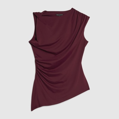 Red Sleeveless Twist Drape Top