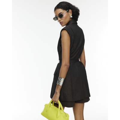RI Studio Brown Sleeveless Blazer