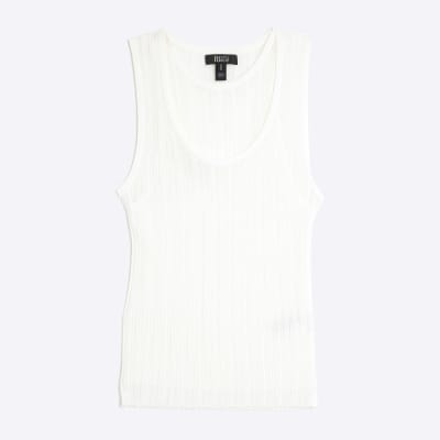 RI Studio White Layered Sheer Vest