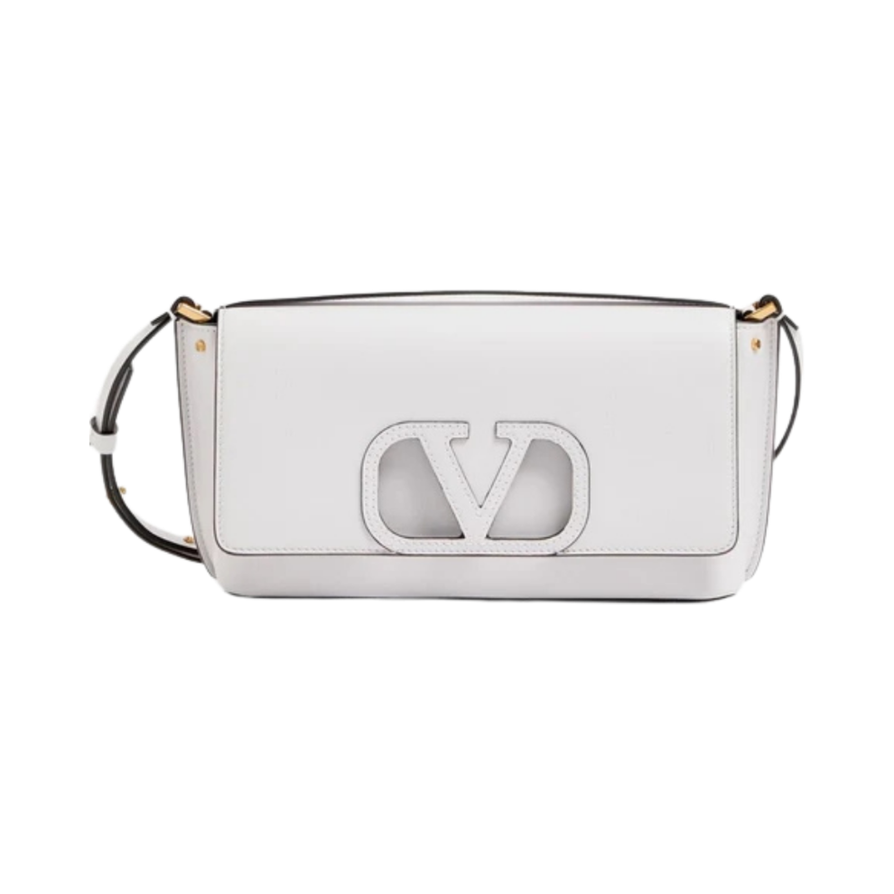 Rockstud chain pouch in grainy calfskin