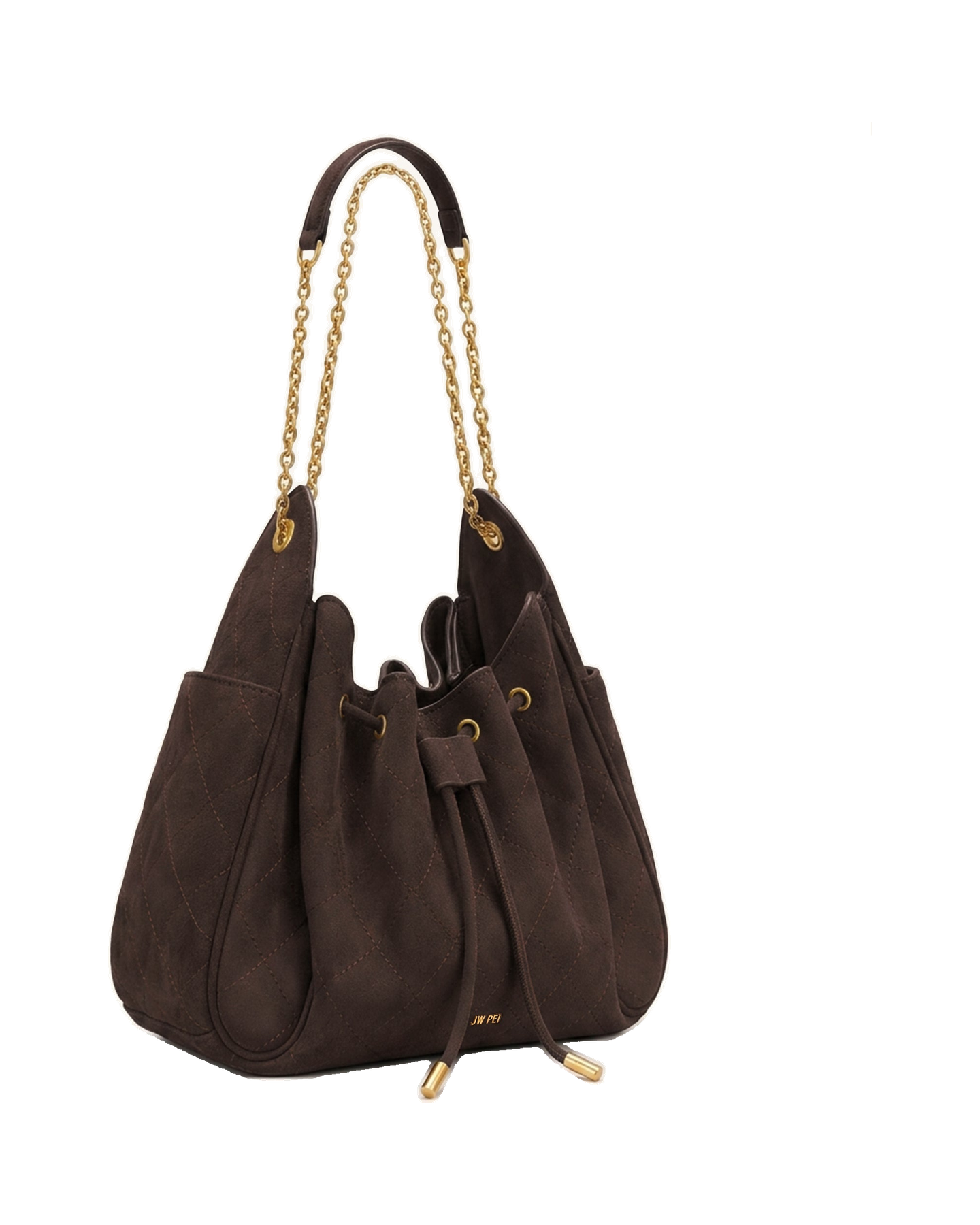 Rowan Faux Suede Quilted Chain Bucket Bag - Blue