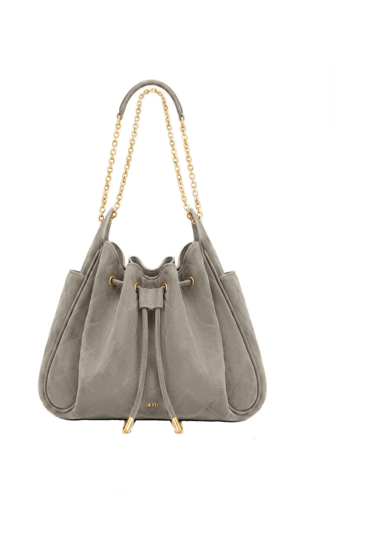 Rowan Faux Suede Quilted Chain Bucket Bag - Blue