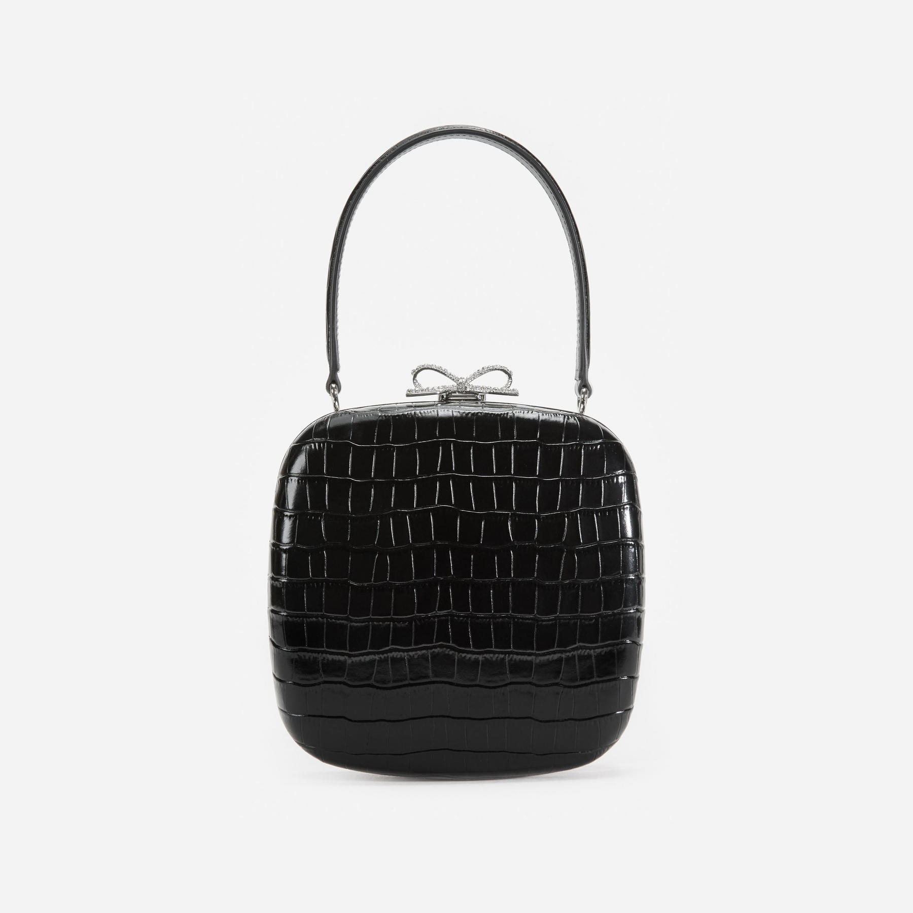 Black Croc Leather Compact Mini Bag