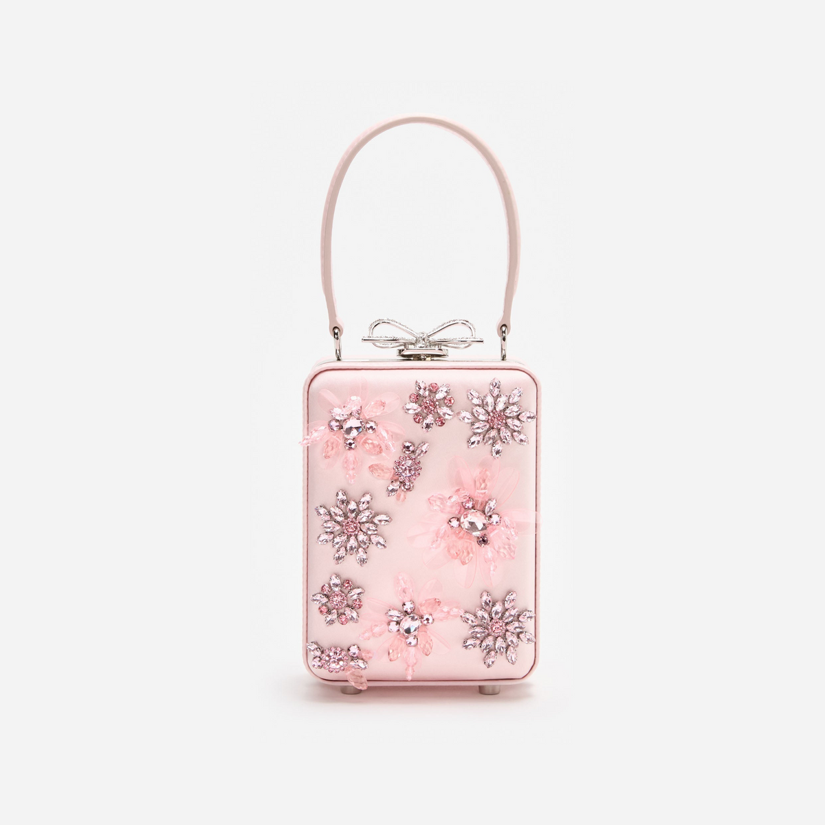 Pink Satin Floral Beaded Micro Bag