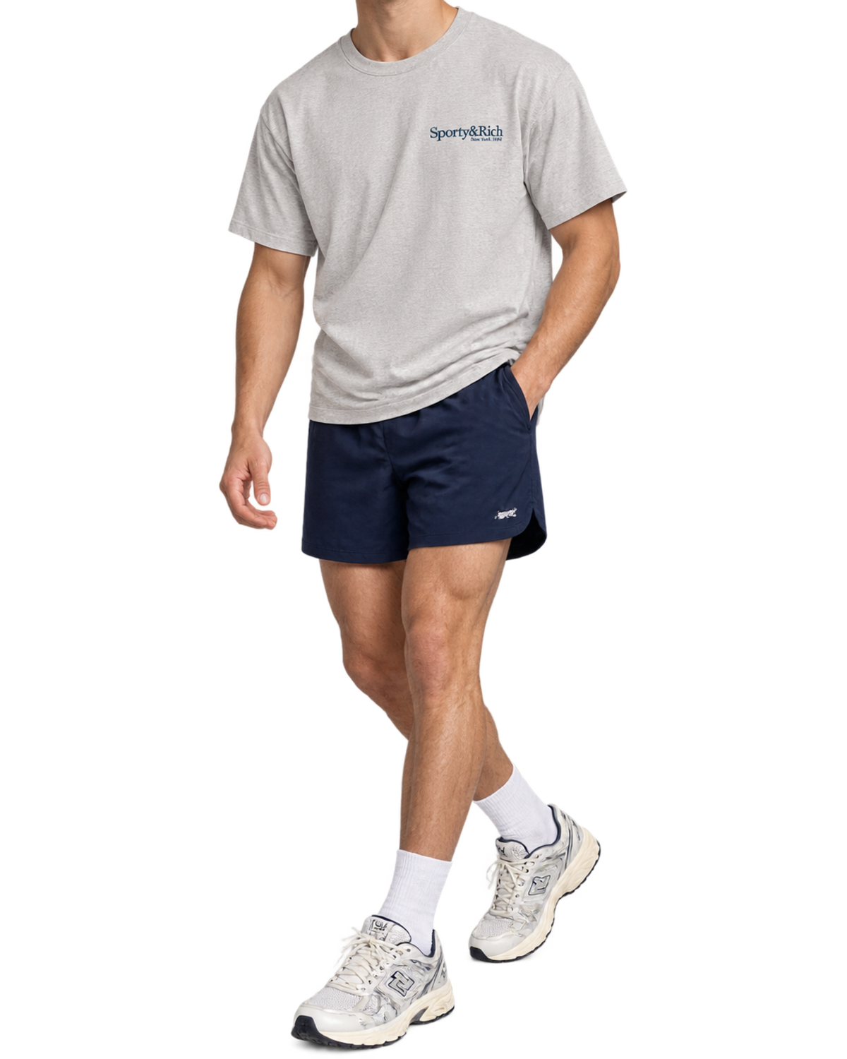 Run Club T-Shirt - Heather Gray/Navy