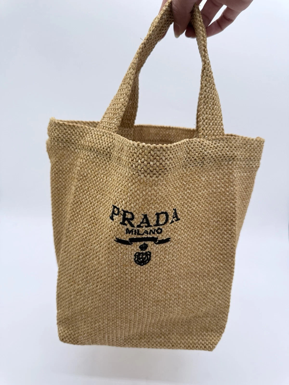 Prada Perfume Raffia Straw VIP Cosmetic Pouch