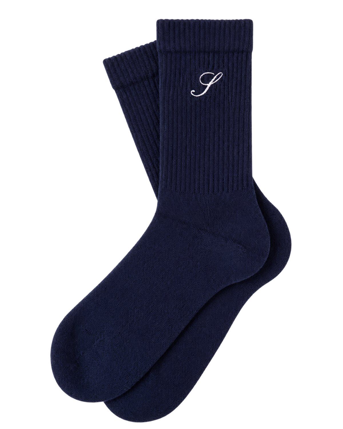 S Logo Wide Rib Cotton Socks - Dark Navy