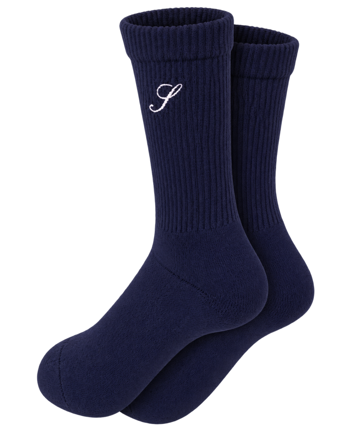 S Logo Wide Rib Cotton Socks - Dark Navy