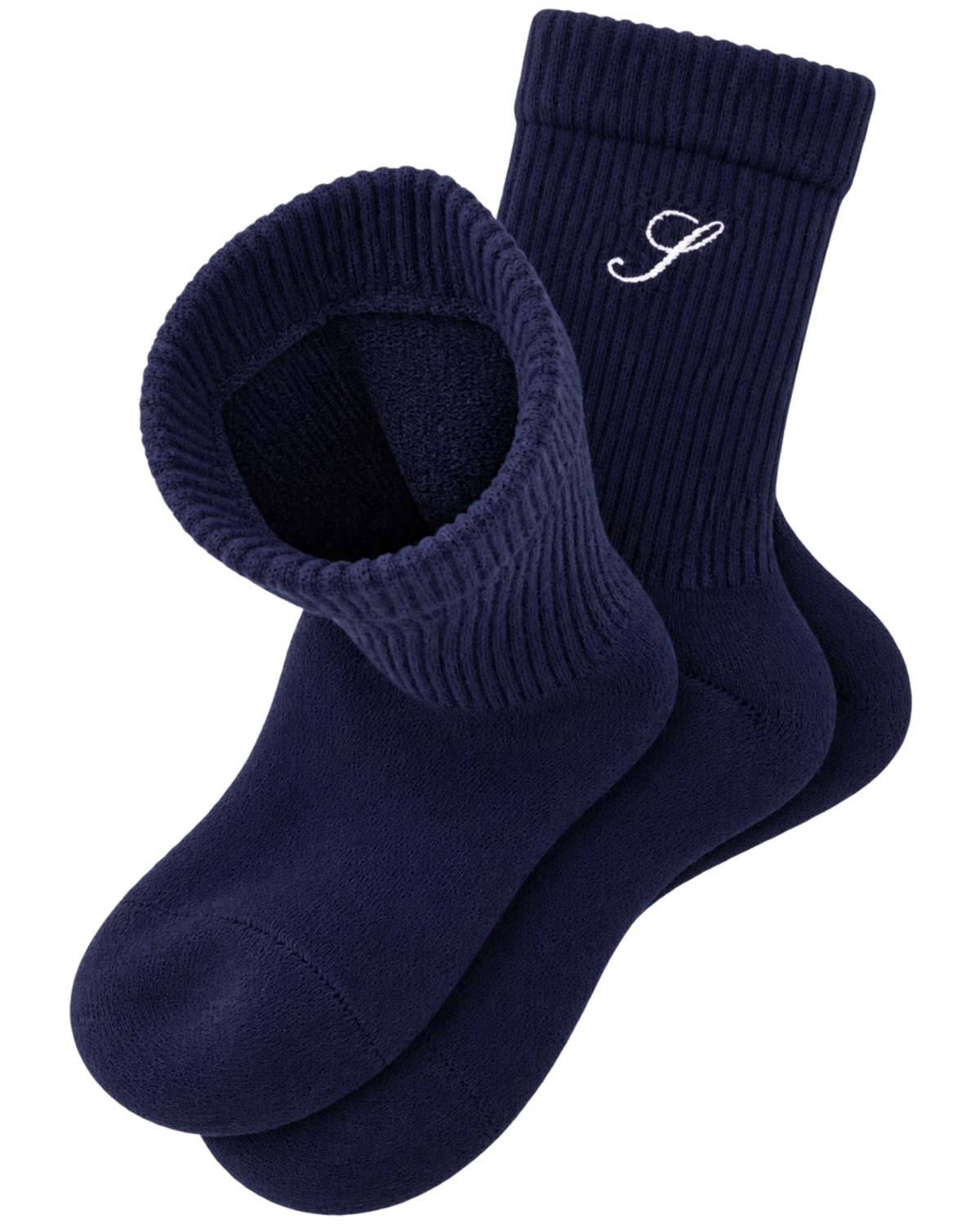 S Logo Wide Rib Cotton Socks - Dark Navy